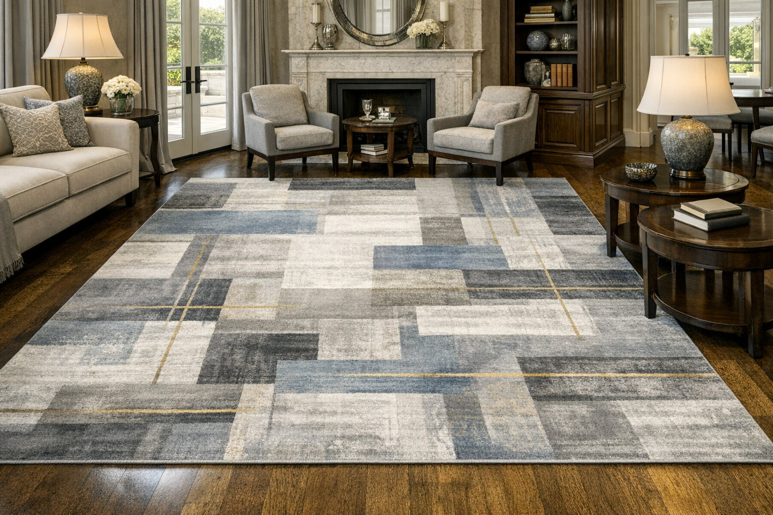 Linear Elegance Bamboo Silk Hand Knotted Carpet & Rugs
