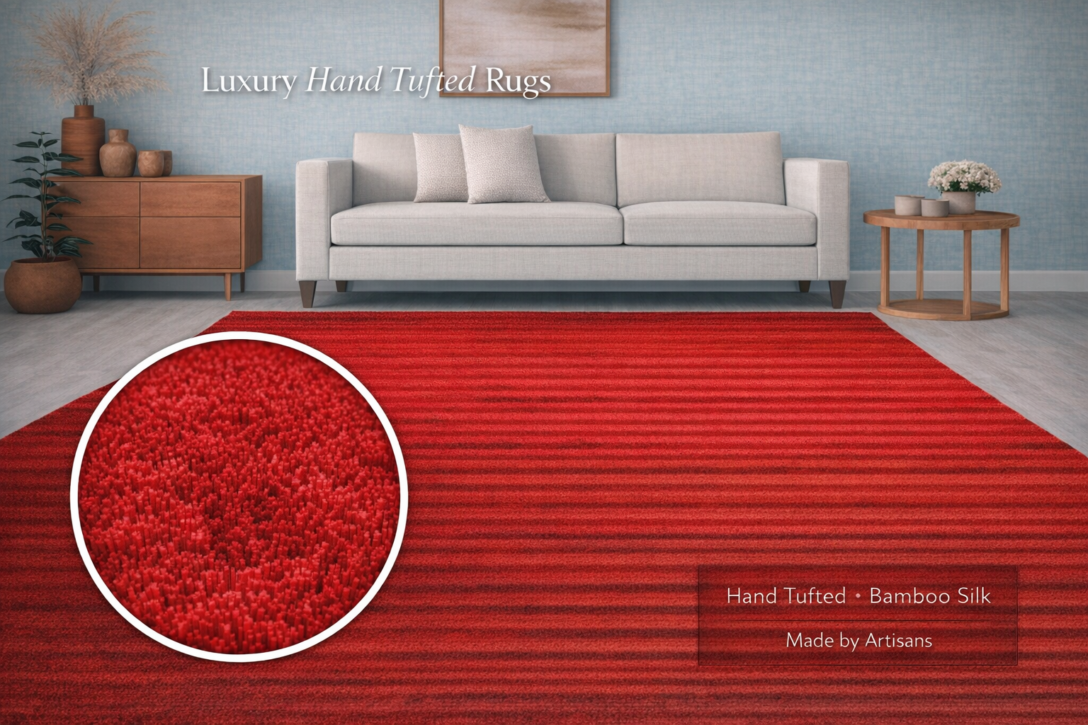Red Hand Tufted Carpet & Rugs