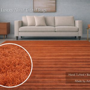 Rust Blue Hand Tufted Carpet & Rugs
