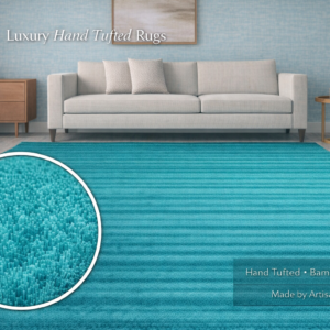 Teal Solid Hand Tufted Carpet & Rugs